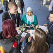 Delegates networking during an event