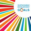 UN sustainable development goal logo with rainbow stripes.