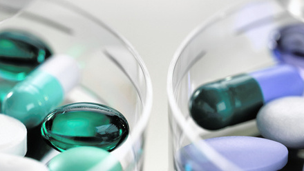 Coloured pills on a dish