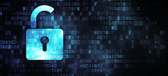 Open lock icon on a coding background.