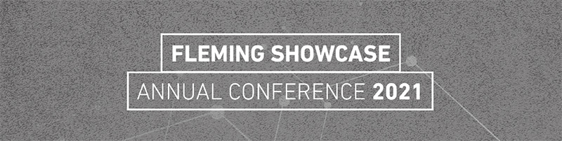 'Fleming Showcase' white text in captial letters on grey background