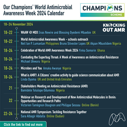 Calendar of Champions activities during World Antimicrobial Awareness Week