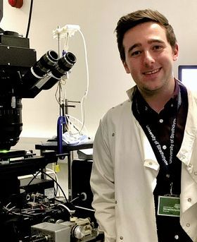 Liam Rooney in a lab.