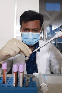 K.M. Salim in the lab