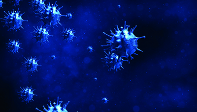 Viruses in a blue background