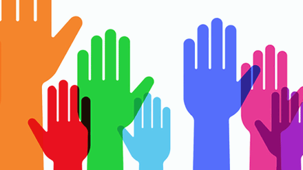 Drawing of hands in different colours