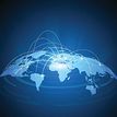 Illustration of a blue world map with connecting lines branching from different countries.
