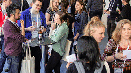 Delegates networking during an event