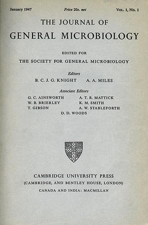 Cover of the first edition of The Journal of General Microbiology in January 1947.