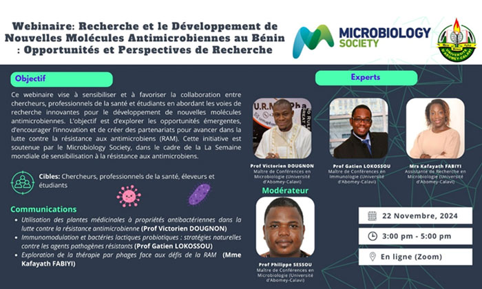 Advert for webinar with description in French and images of the experts