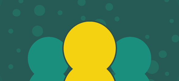 Banner with a navy background with three people outline icons: two turquoise and one centre yellow.