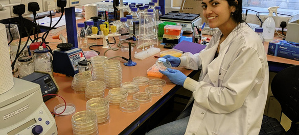 Janvi Gianchandani Baxani working in a lab.