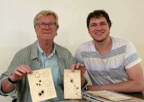 Fanny Angelina Hesse’s great-grandson, Frank Hesse, with Dr Benjamin Kuntz