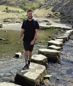 Liam Cremona walking on stepping stones