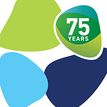 Colourful geometric shapes, with the 75th anniversary logo from the Microbiology Society