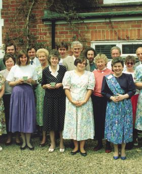 Photo featuring some of the Society's Staff and Council members outside the Society's Harvest House Offices in Reading