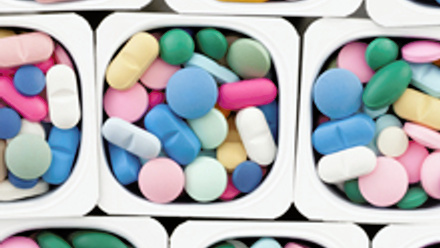 A variety of multi-colour pills.