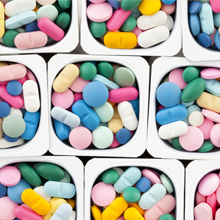 A variety of multi-colour pills.