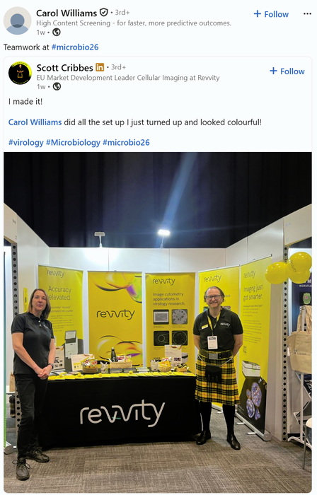 Revvity's LinkedIn post at microbio26